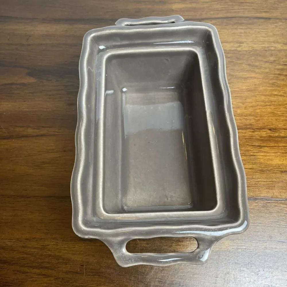Appolia Gray Small Casserole Butter Dish With Lid Ceramic Bakeware From France